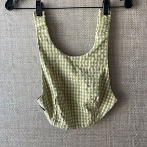 Backless Gingham Blouse